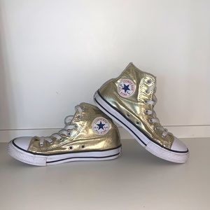 All Star Metallic Gold High Top Converse